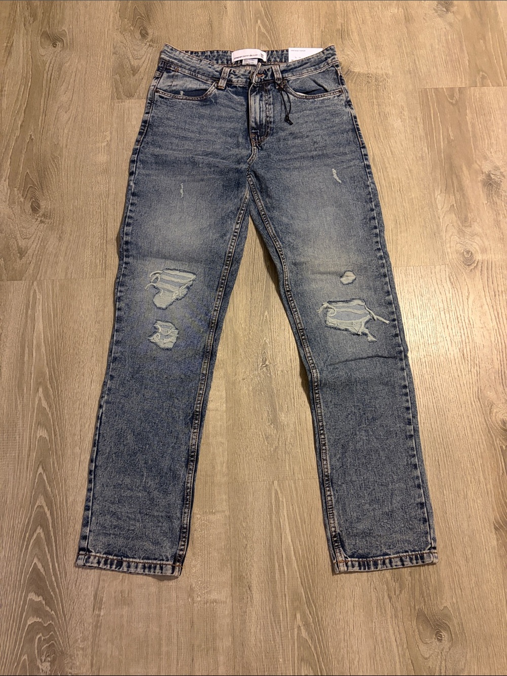 Paper Denim & Cloth Light Blue Distressed Straight Jeans